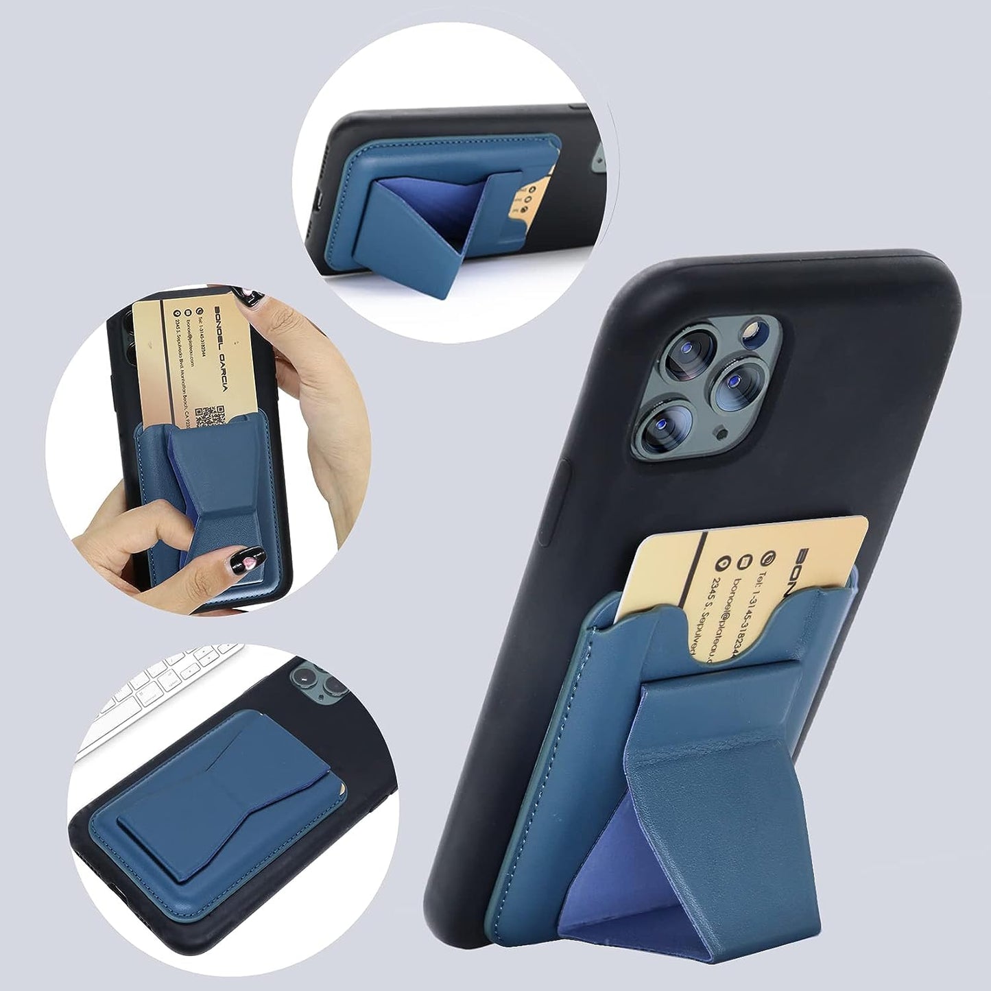 iPhone 13 Pro Max Faux Leather Wallet Magsafe With Stand - Blue / Green