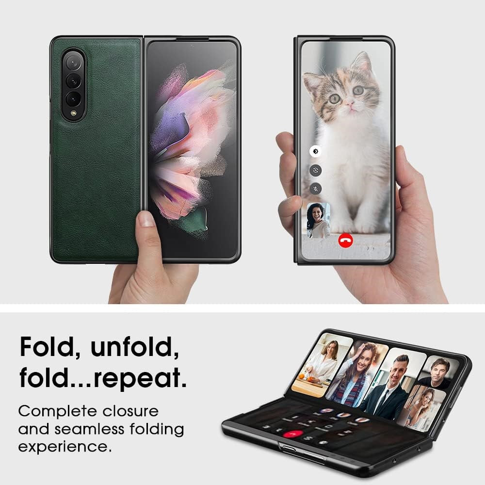 Samsung Galaxy Z Fold 4 Plain Leather Case-Green