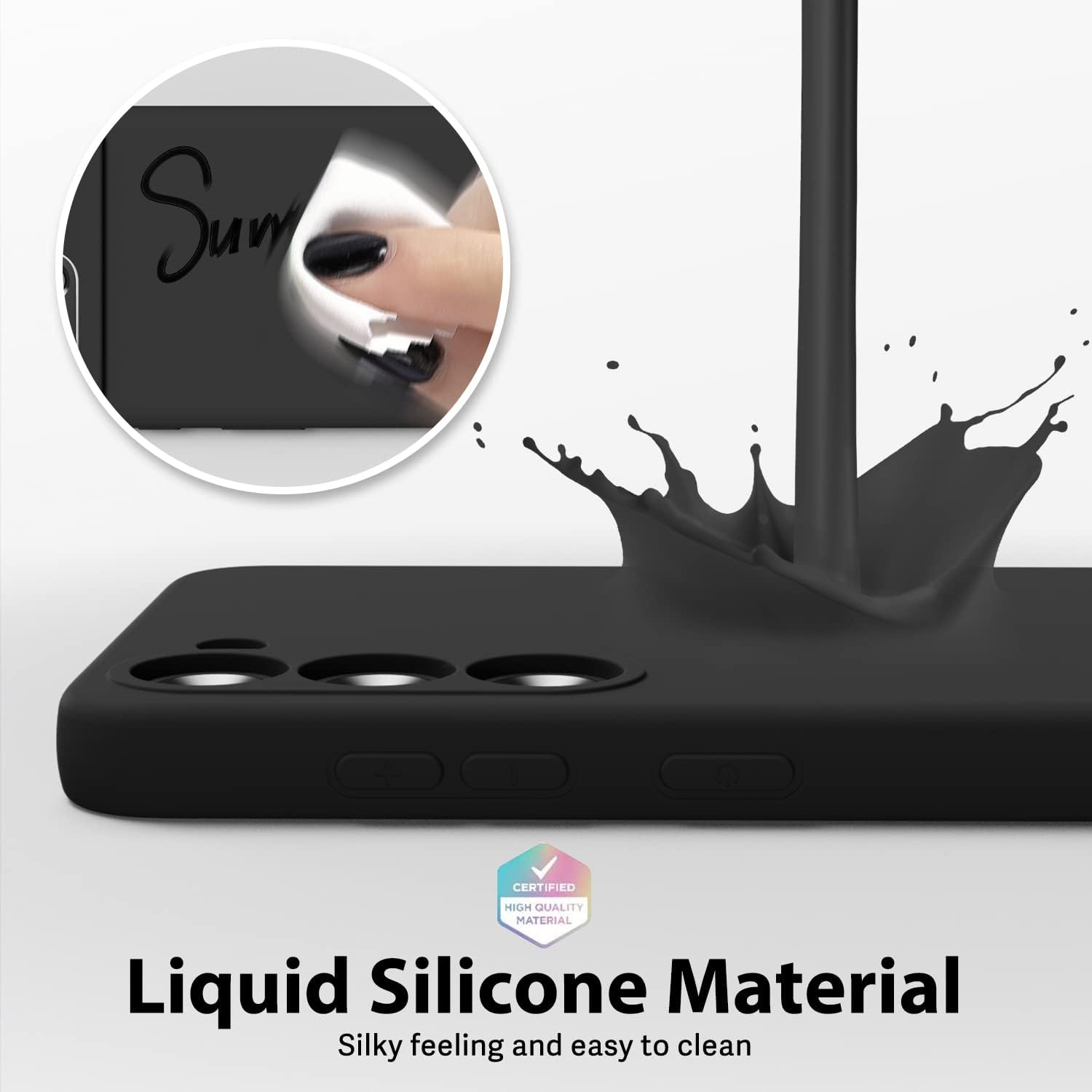 Samsung Galaxy S24 Plus Liquid Silicon Case With Logo- Black