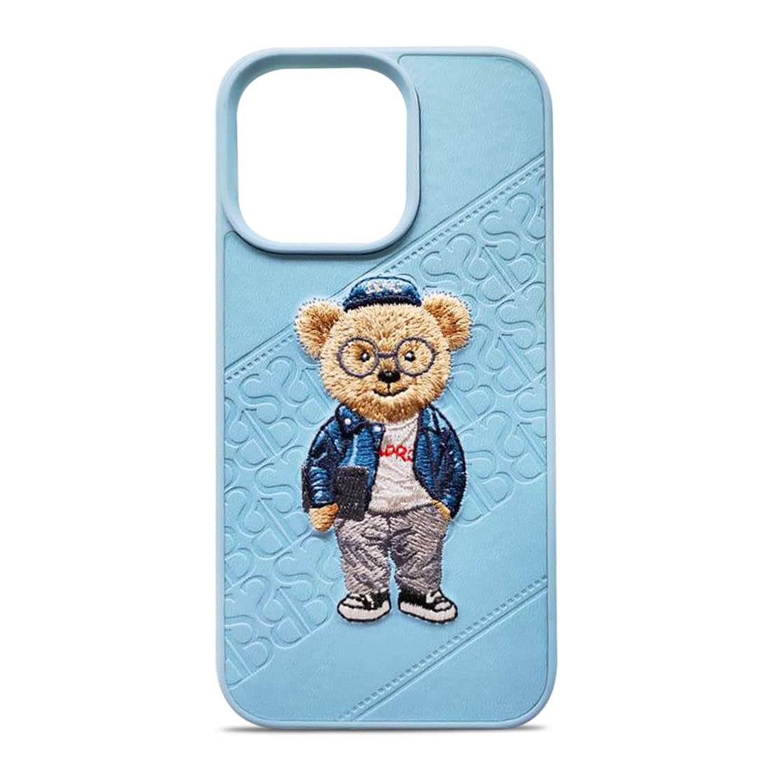 iPhone 13 Pro Santa Barbara Polo Club Crete Savana Teddy Genuine Leather Case - Blue