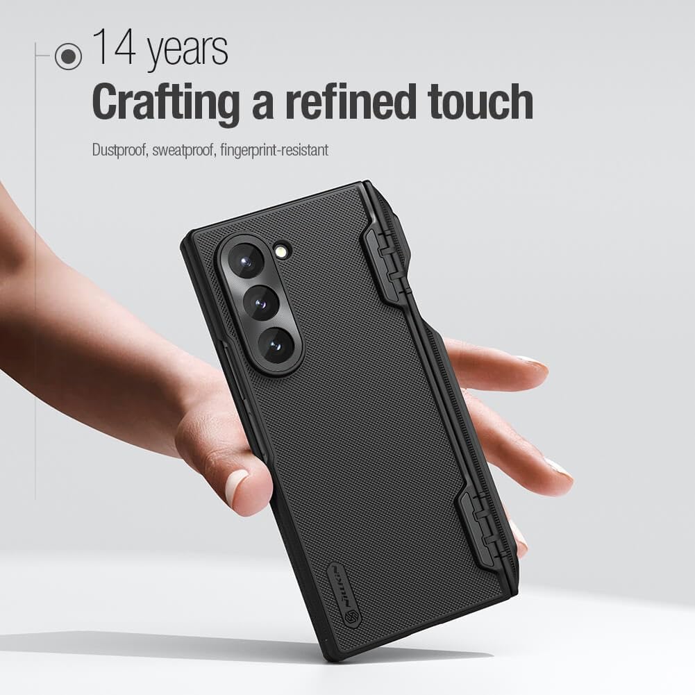 Samsung Galaxy Z Fold6 Nillkin Case, Super Frosted Matte PC Cover with Hinge Protection and S-Pen Slot - Black