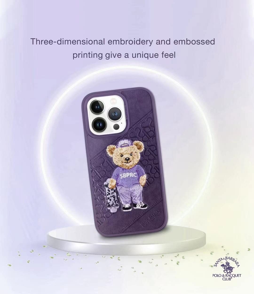 iPhone 14 Santa Barbara Polo Club Crete Series Genuine Leather Case-Deep Purple