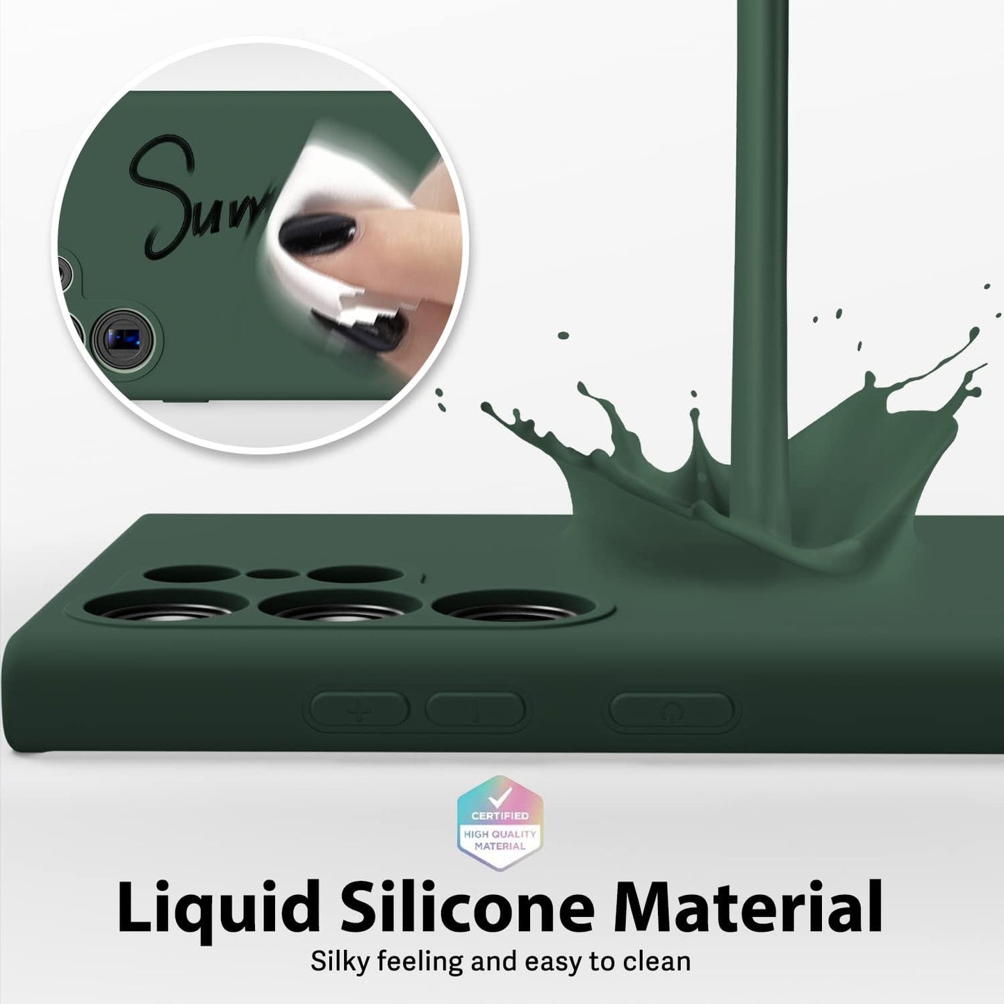 Samsung Galaxy S22 Ultra Liquid Silicon Case With Logo- Green