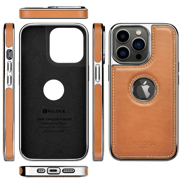 iPhone 15 Plus Leather Case Original Luxurious Premium Quality leather Case- Light Brown