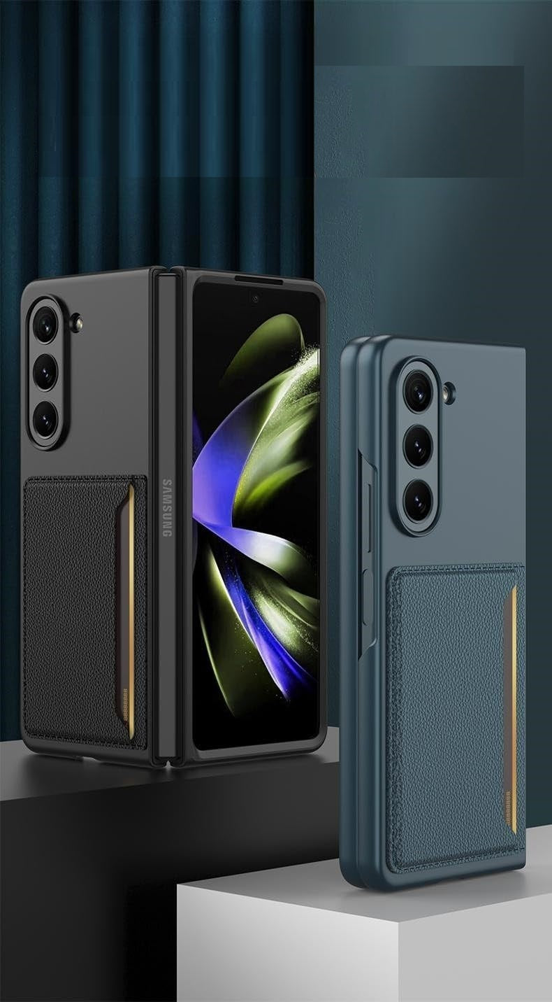 Samsung Galaxy Z Fold 5 PU Leather Card Holder Case-Black