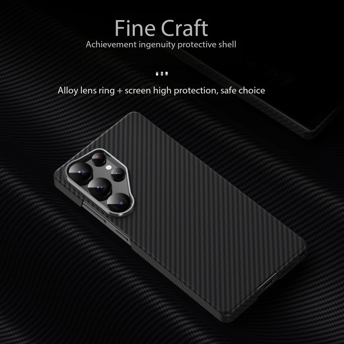 Samsung Galaxy S25 Ultra Carbon Case, Slim Thin Lightweight Minimalist Style with Carbon Fiber Textures with Magsafe - Black