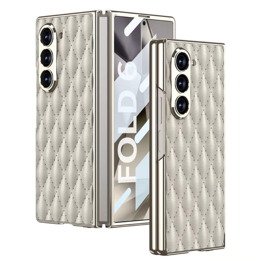 Samsung Galaxy Z Fold5 Premium Cushion Leather Series Case with in Built Front Glass - Black