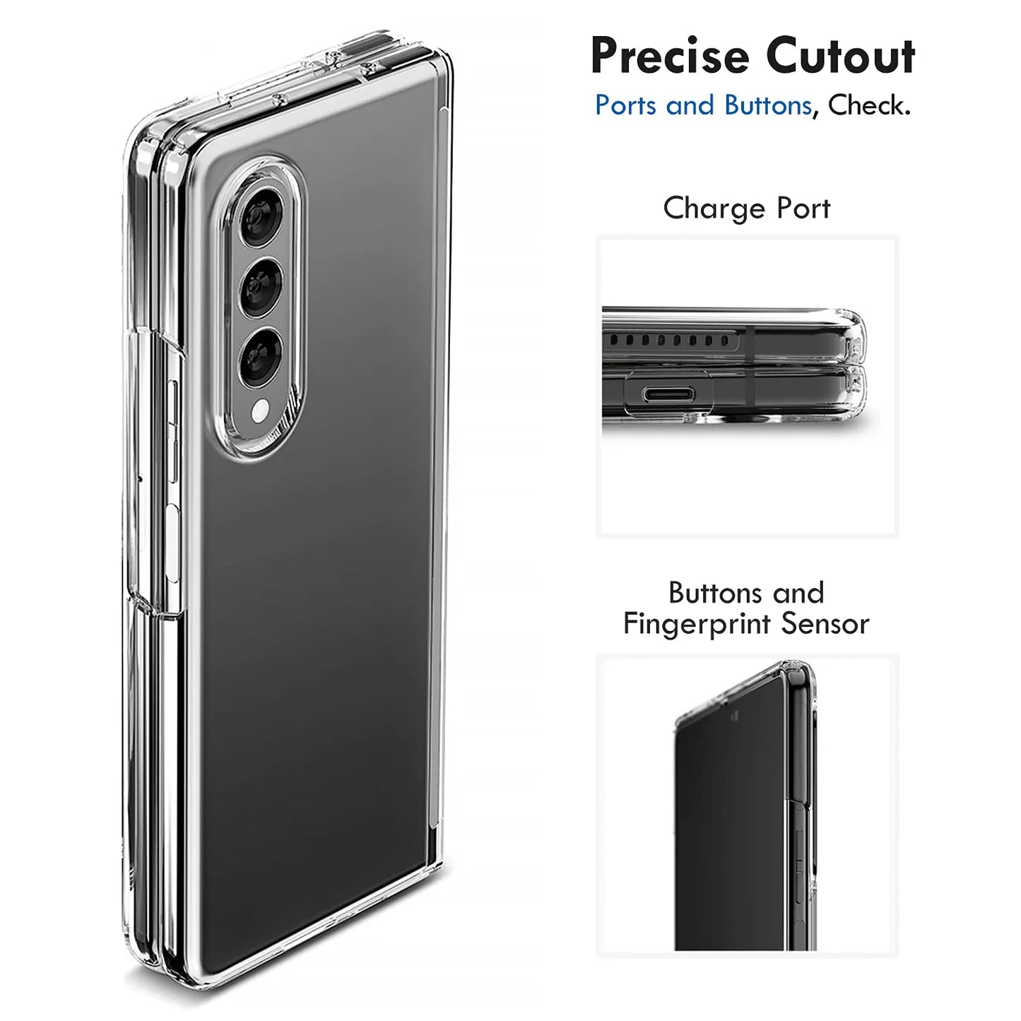 Samsung Galaxy Z Fold 3 Transparent Case with Bumper Camera Protection - Transparent