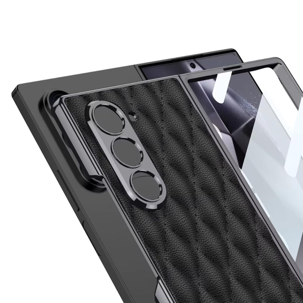 Samsung Galaxy Z Fold6 Premium Cushion Leather Series Case with Front Glass