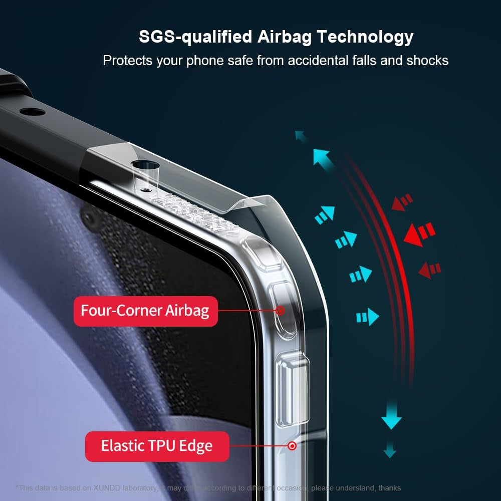 Samsung Galaxy Z Fold 6 Anti Yellowing Airbag Bumper Transparent Shockproof Case with Hinge Protection - Black