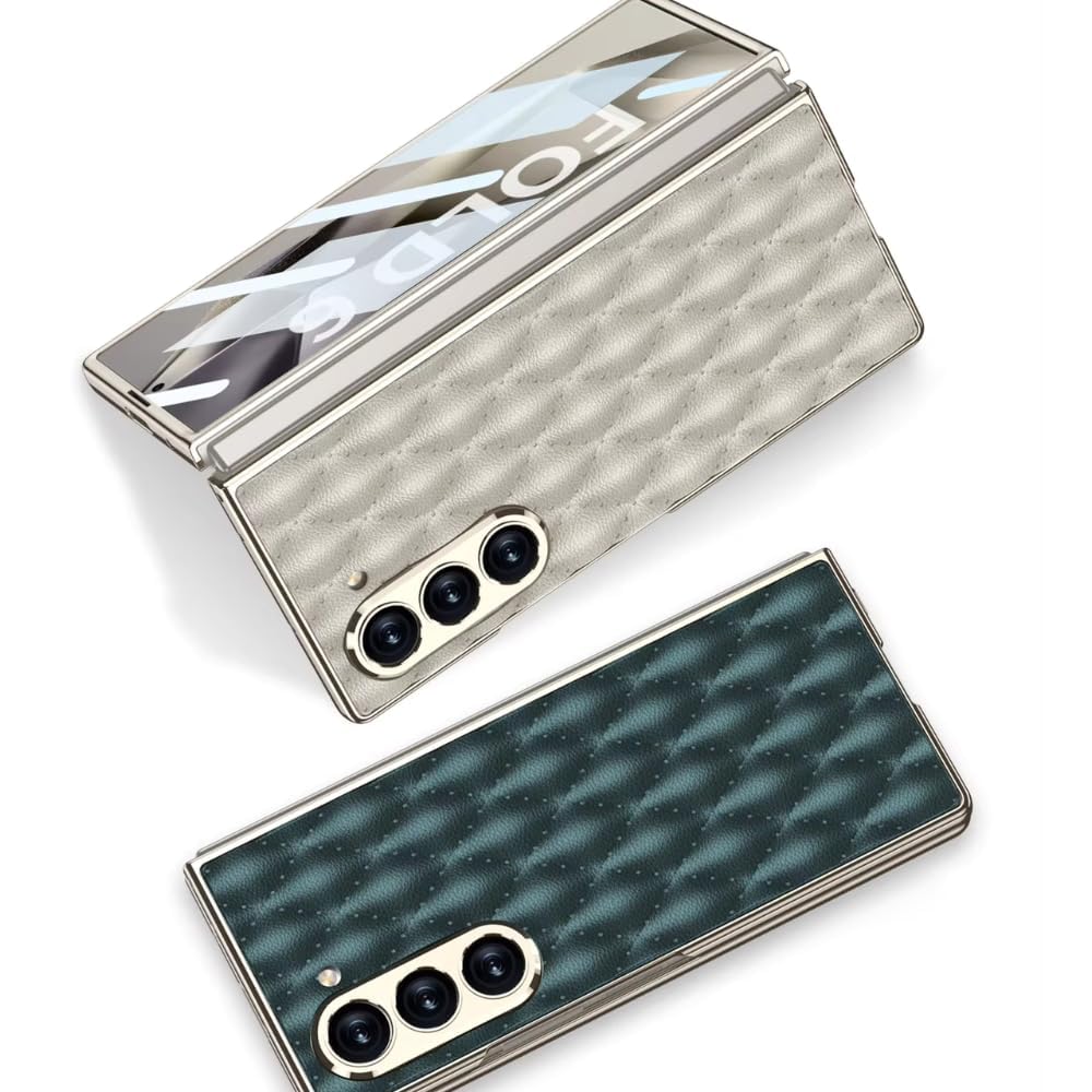 Samsung Galaxy Z Fold6 Premium Cushion Leather Series Case with Front Glass