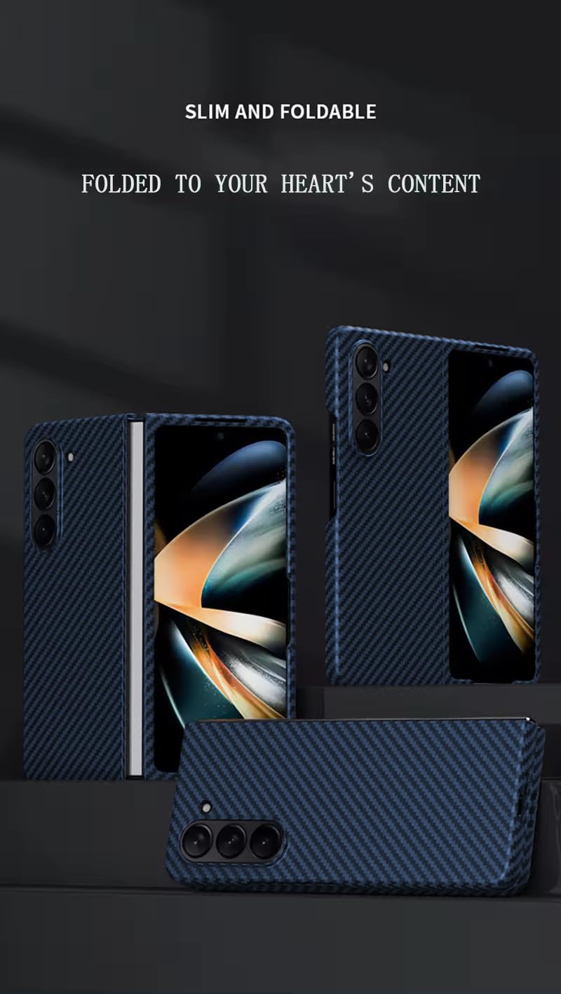 Samsung Galaxy Z Fold 6 0.6mm Super Slim Carbon Texture Aramid Fiber Case - Blue