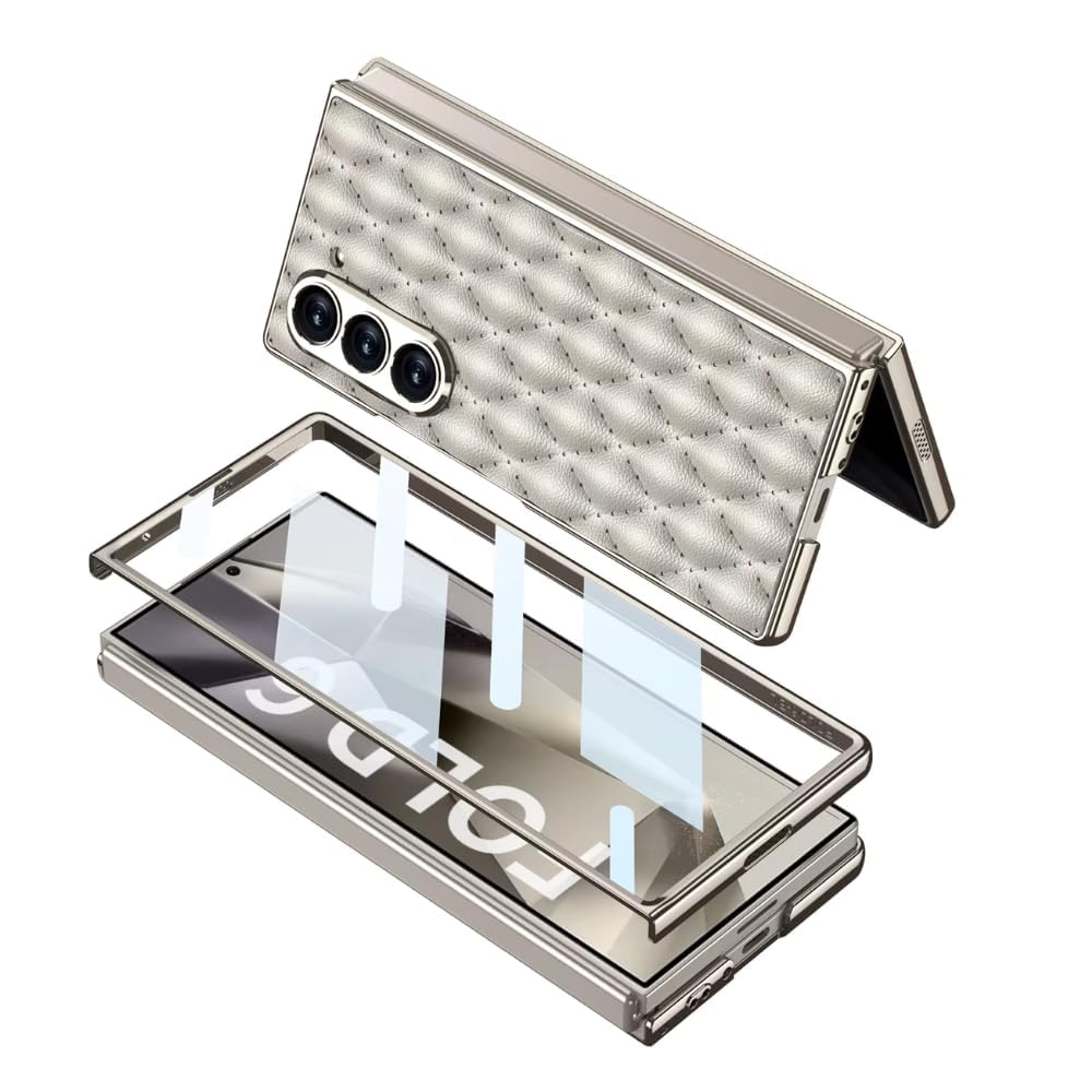 Samsung Galaxy Z Fold6 Premium Cushion Leather Series Case with Front Glass