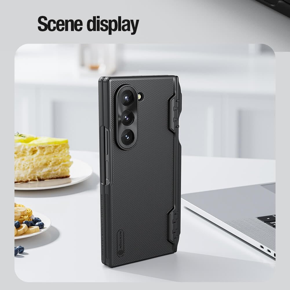 Samsung Galaxy Z Fold6 Nillkin Case, Super Frosted Matte PC Cover with Hinge Protection and S-Pen Slot - Black