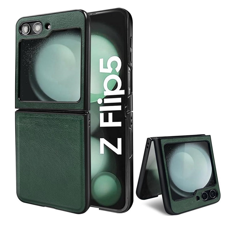 Samsung Galaxy Z Flip 5 Plain Leather Case-Green
