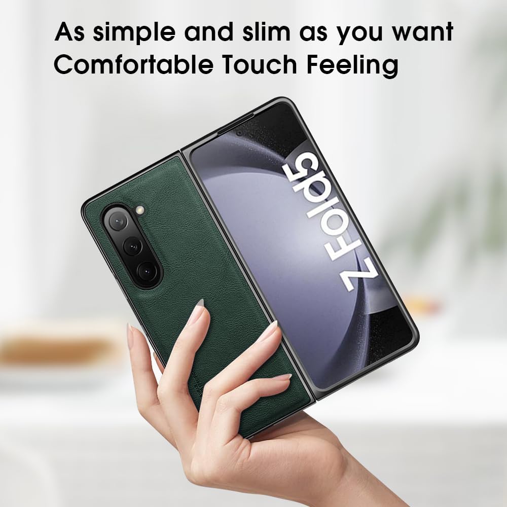 Samsung Galaxy Z Fold 5 Plain Leather Case-Green