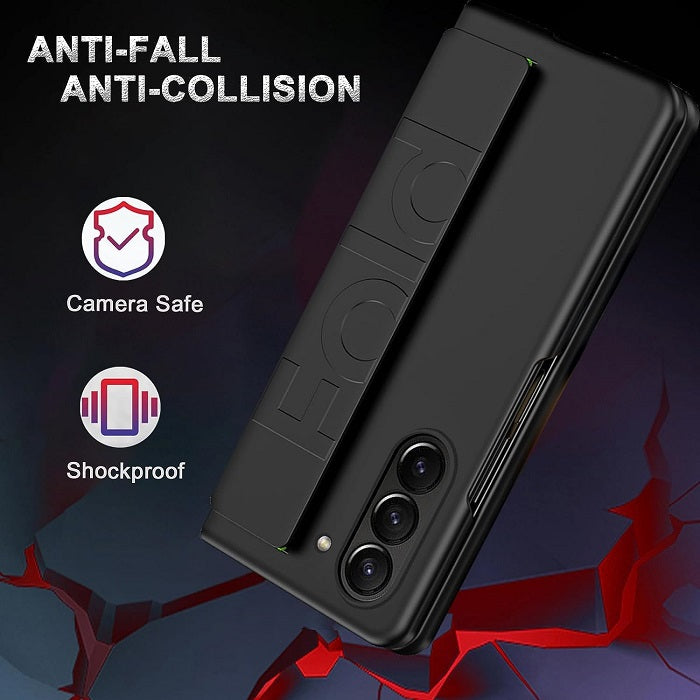 Samsung Galaxy Z Fold 5 Hand Strap Full Protective Hard PC Case- Black