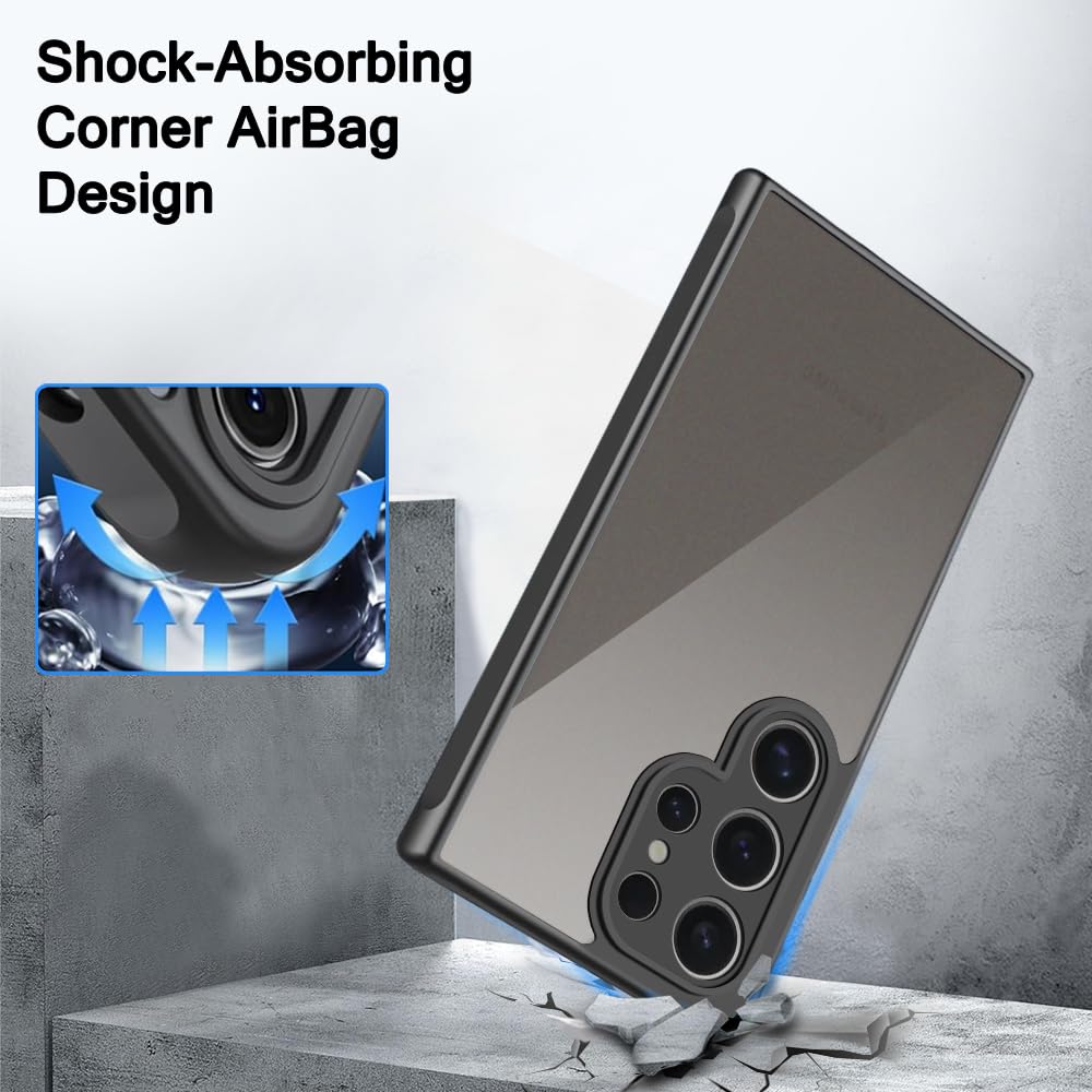 Samsung Galaxy S24 Ultra Shock Proof Hybrid Back Cover Case - Smoke Black