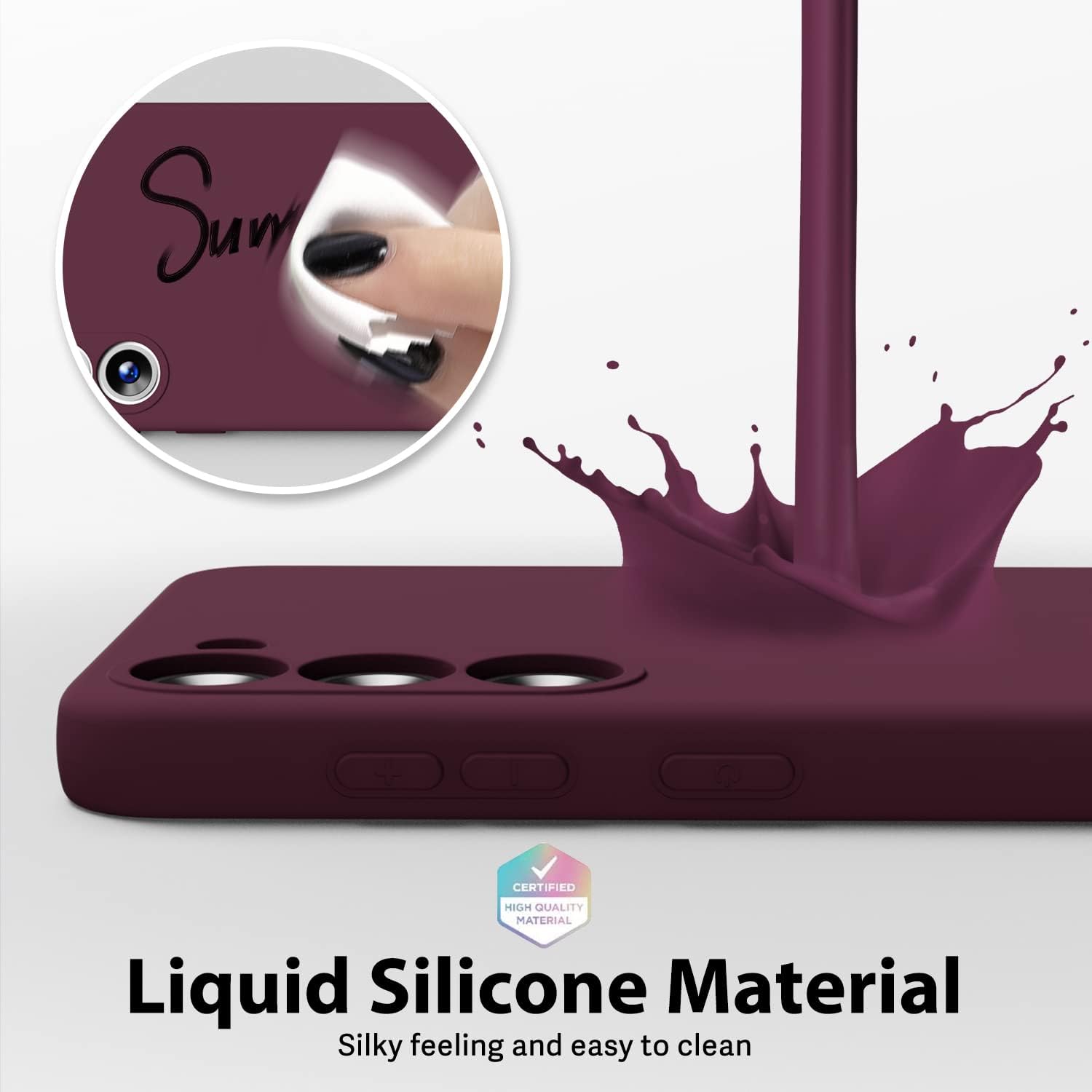 Samsung Galaxy S24 Liquid Silicon Case With Logo- Maroon