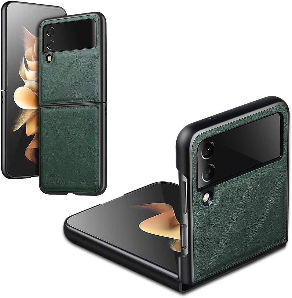 Samsung Galaxy Z Flip 4 Plain Leather Case-Green