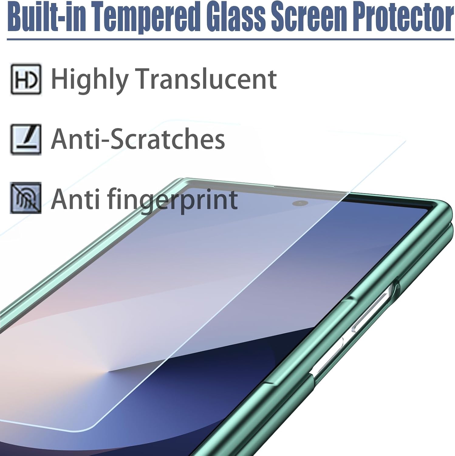 Samsung Galaxy Z Fold7 Leather Case, Electroplating S Pen Case with Kickstand & Hinge Protection - Green