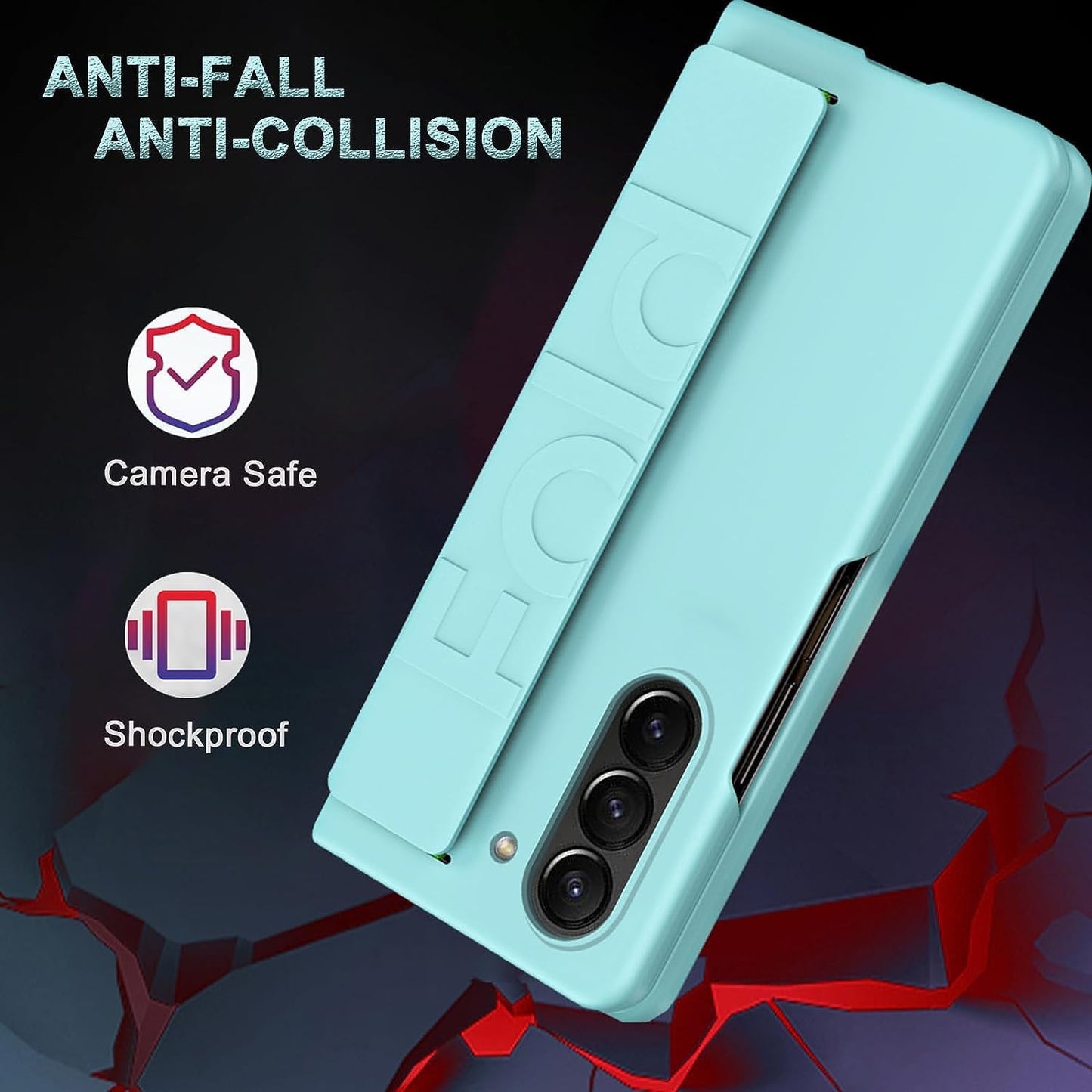 Samsung Galaxy Z Fold 6 Luxury Hard PC Shockproof Protective Case with Wristband - Mint Green
