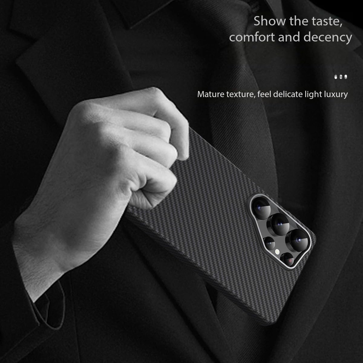 Samsung Galaxy S25 Ultra Carbon Case, Slim Thin Lightweight Minimalist Style with Carbon Fiber Textures with Magsafe - Black