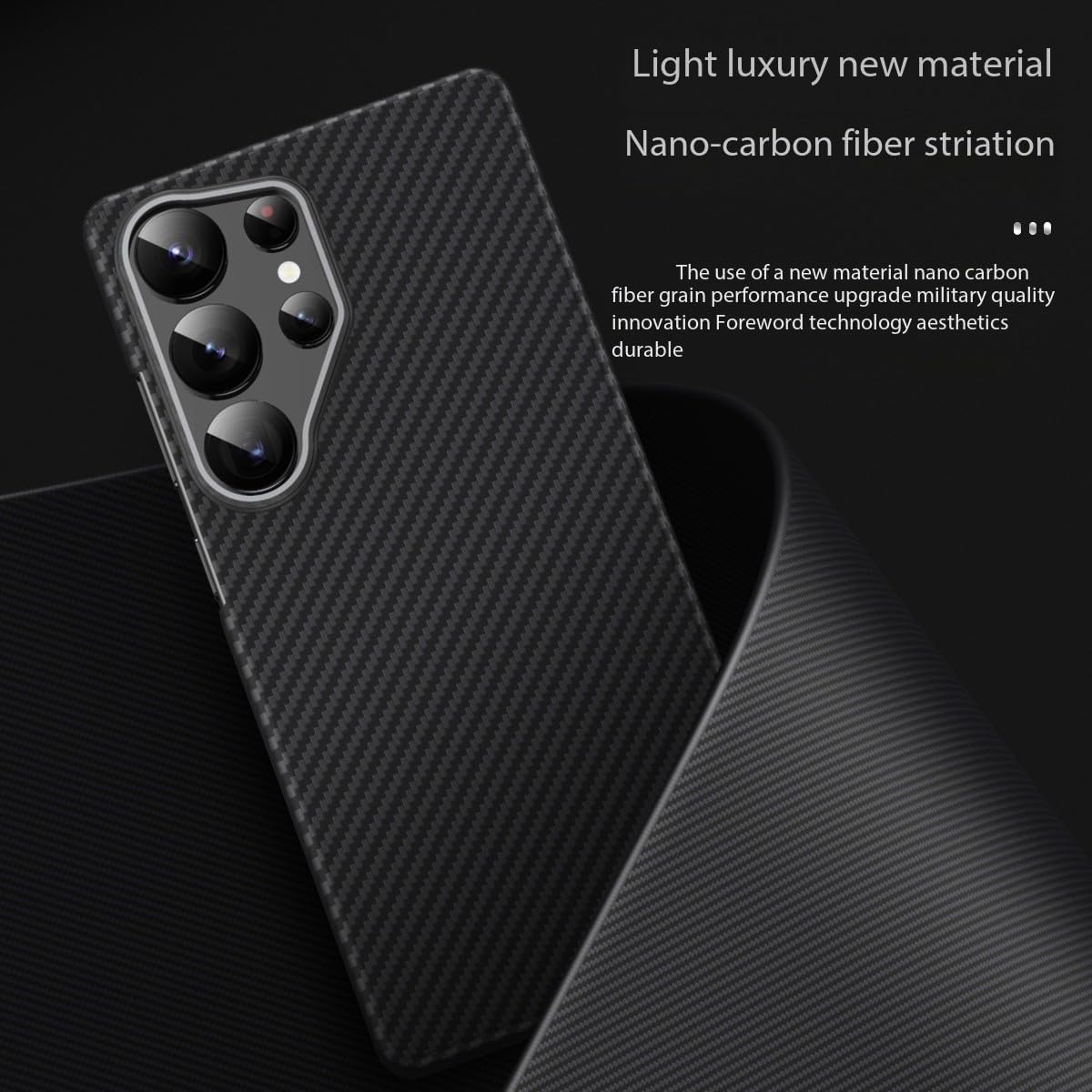Samsung Galaxy S25 Ultra Carbon Case, Slim Thin Lightweight Minimalist Style with Carbon Fiber Textures with Magsafe - Black