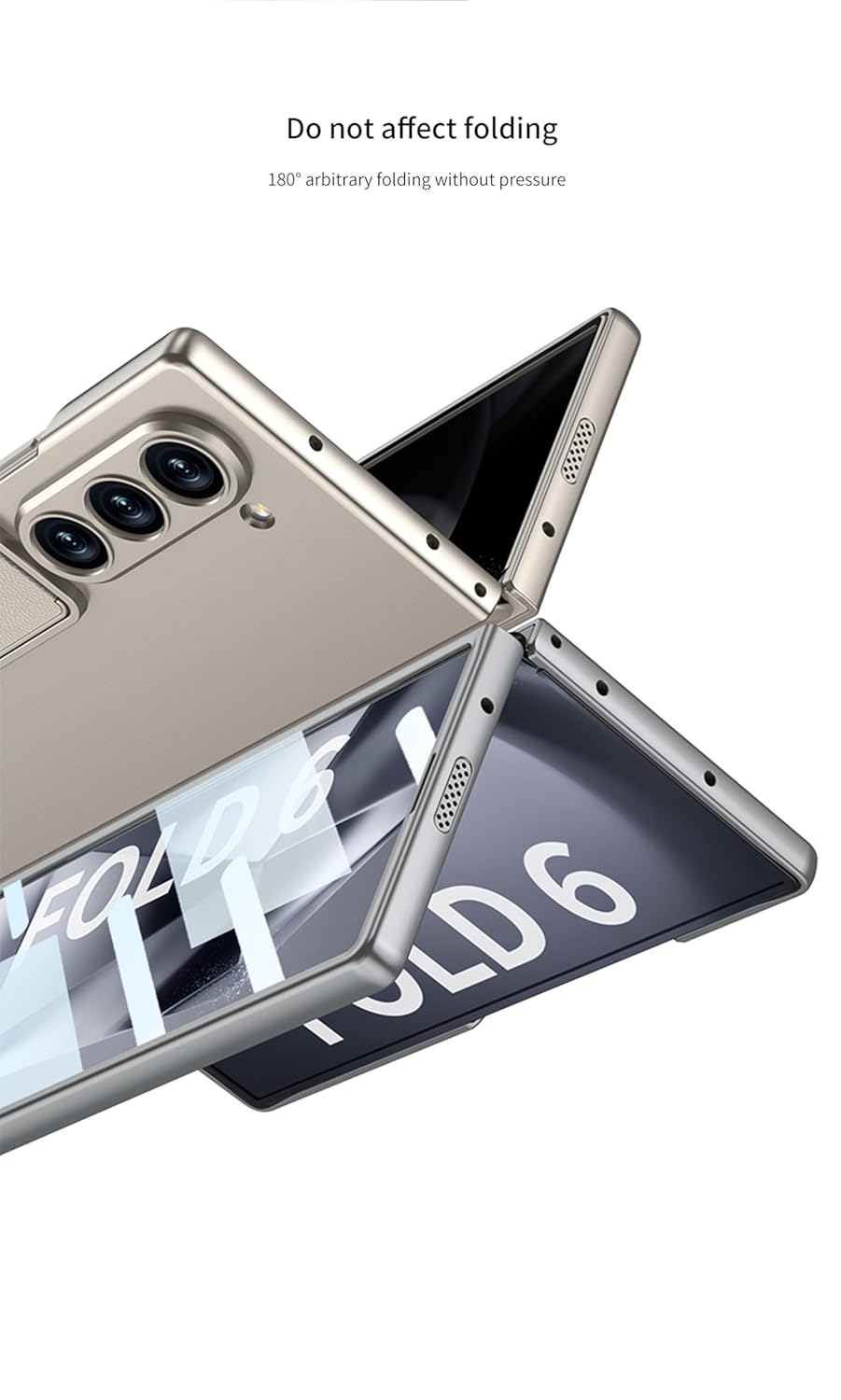 Samsung Galaxy Z Fold 6 GKK Ultra Thin Case with Foldable Kick Stand Front in-Built Glass - Titanium