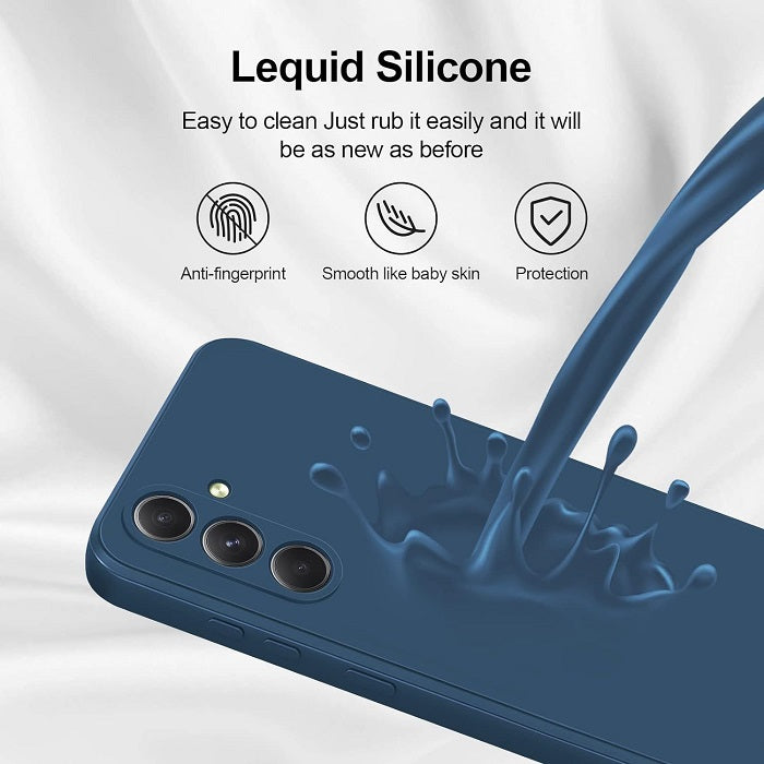 Samsung Galaxy S24 Liquid Silicon Case With Logo- Blue