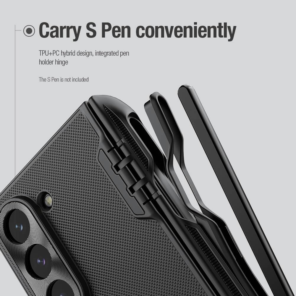 Samsung Galaxy Z Fold6 Nillkin Case, Super Frosted Matte PC Cover with Hinge Protection and S-Pen Slot - Black