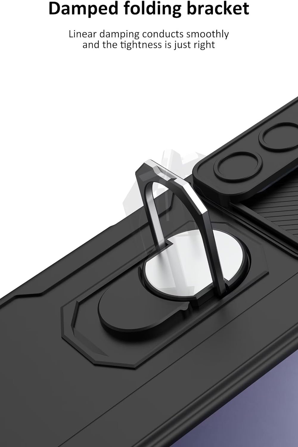 Samsung Galaxy Z Fold 5 Ring Holder Magnetic Hinge Screen Protector Rugged Protective Case-Blue