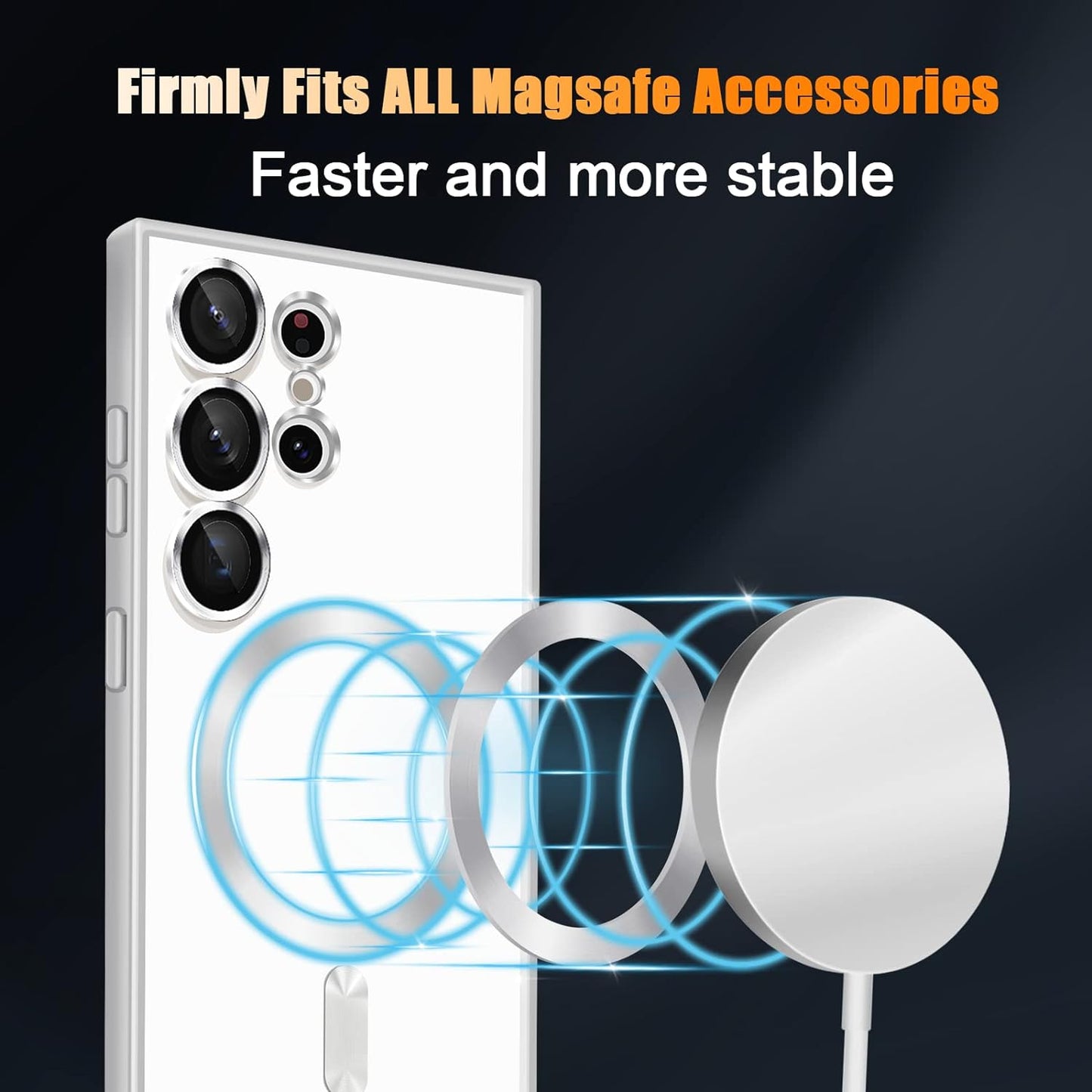 Samsung Galaxy S24 Ultra Transparent Electroplating MagSafe Case with Camera Protection