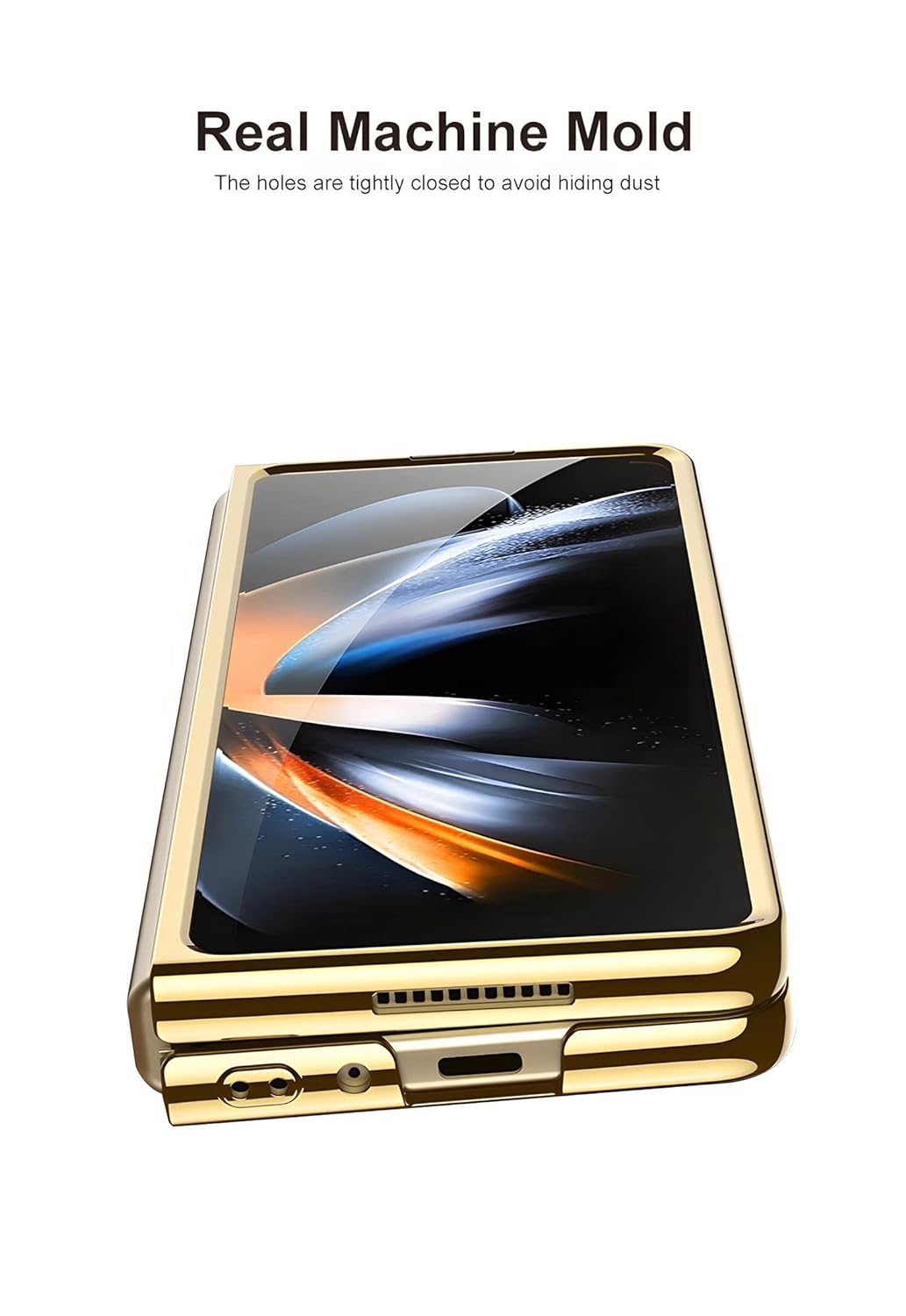 Samsung Galaxy Z Fold 4 Electroplated Frame Transparent Back Cover-Gold