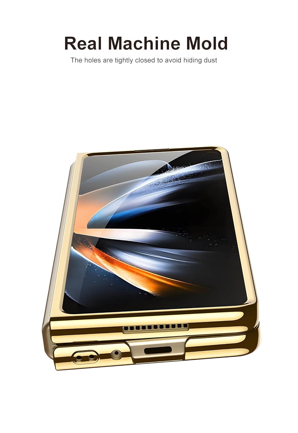 Samsung Galaxy Z Fold 3 Electroplated Frame Transparent Back Cover-Gold
