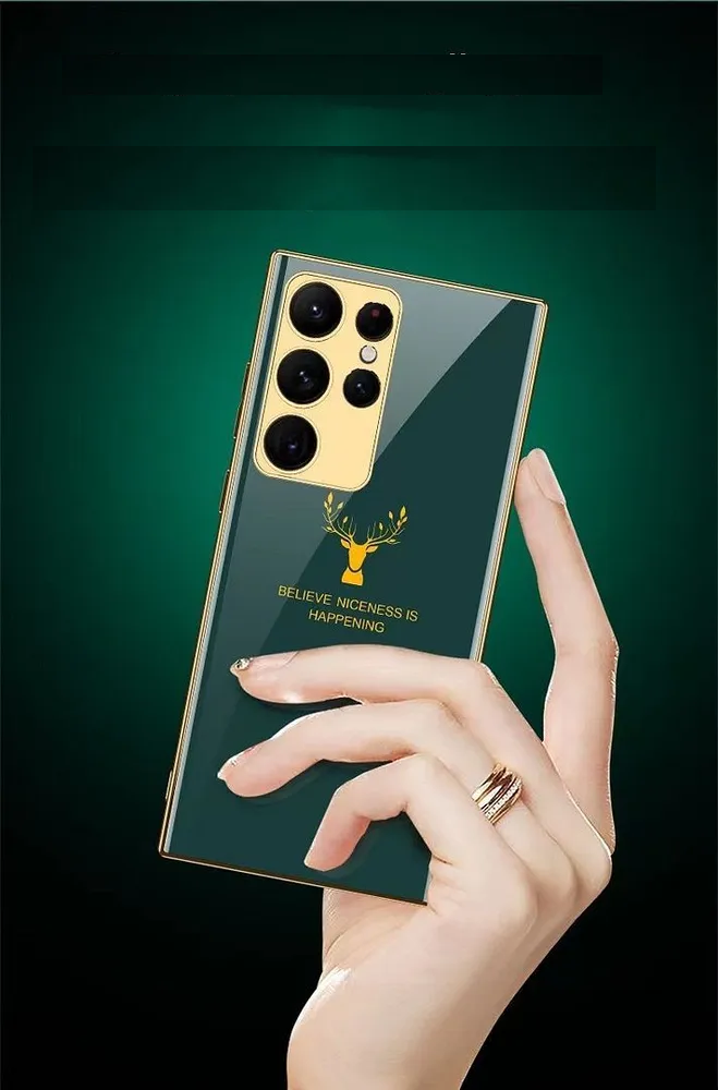 Samsung Galaxy S23 Ultra Deer Pattern Glass Case
