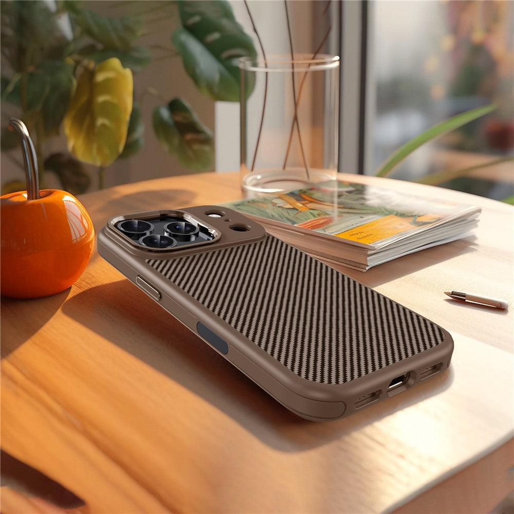 iPhone 17 Soft Carbon Texture Case with Camera Control Button and Magsafe - Desert Titanium