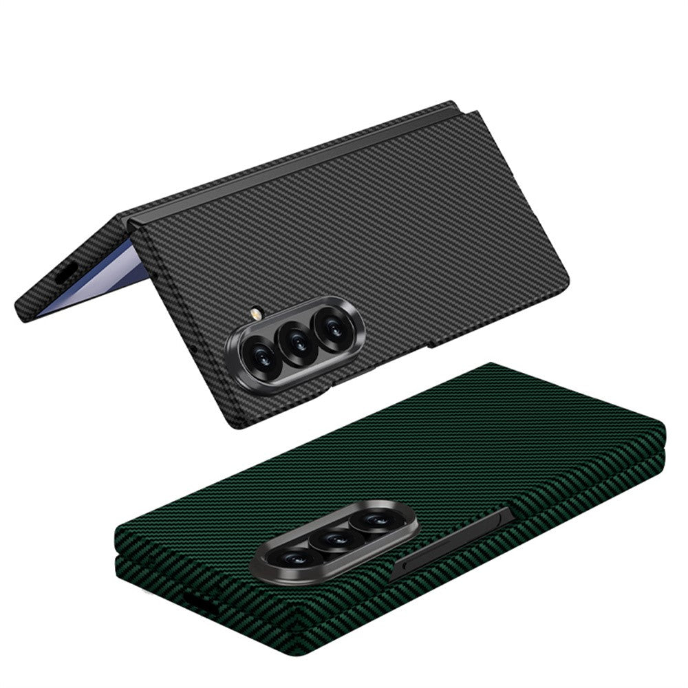 Samsung Galaxy Fold7 Gkk Super Slim Carbon Fiber Case with Inbuilt Front Glass - Black