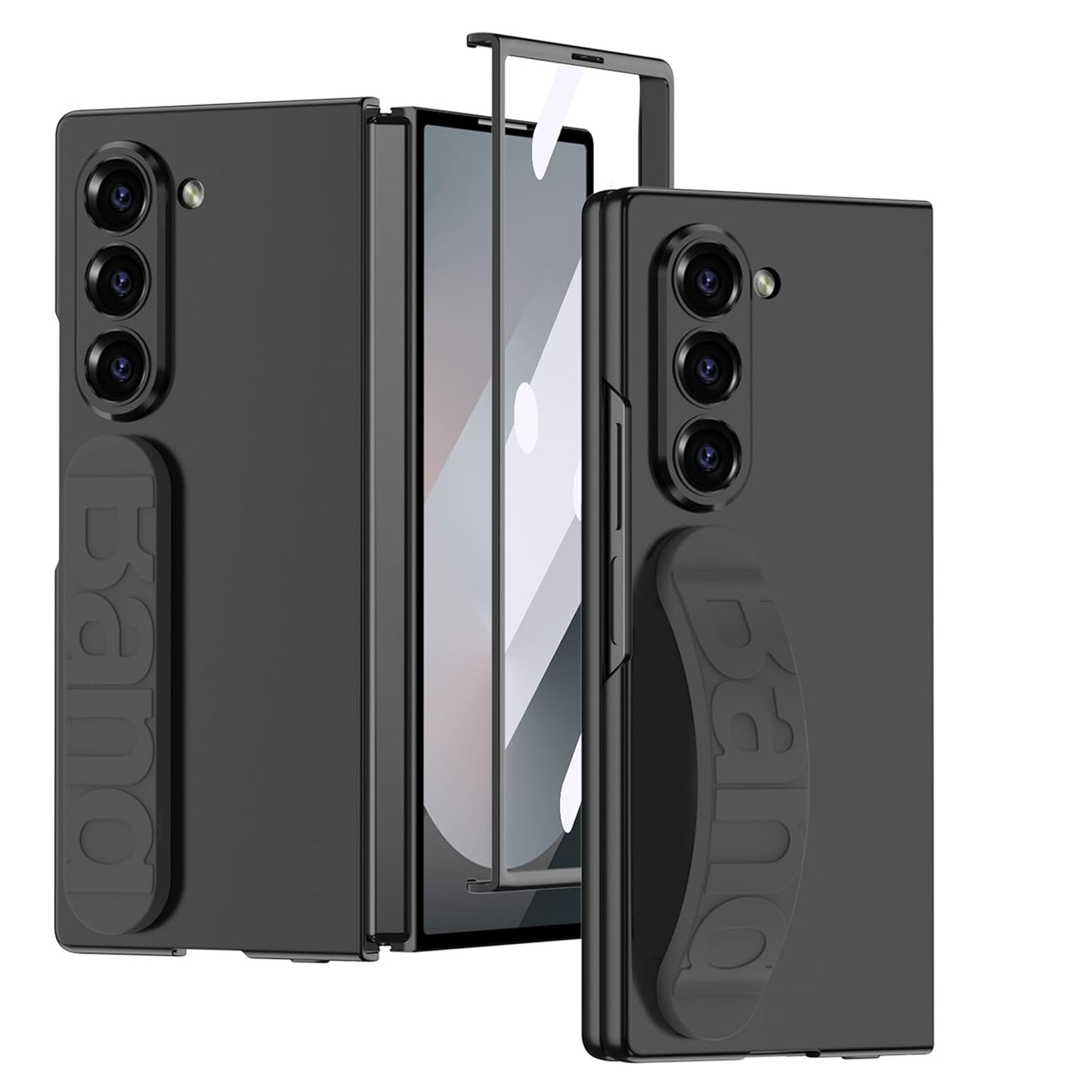 Samsung Galaxy Z Fold 6 Ultra Thin Silicon Case with Band & Front Glass - Black