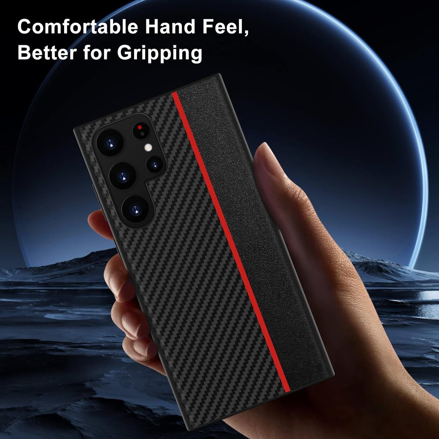 Samsung Galaxy S24 Ultra Santa Barbara Leather Case - Classy Carbon Pattern