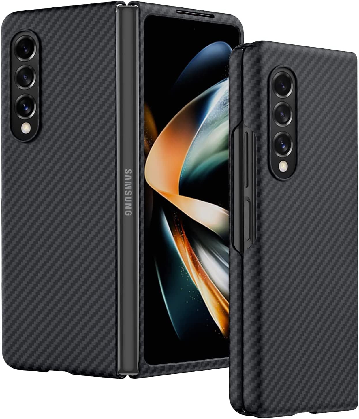Samsung Galaxy Z Fold 4 Matte Carbon Pattern Sturdy Durable Aramid Fiber Super Light at 0.6mm