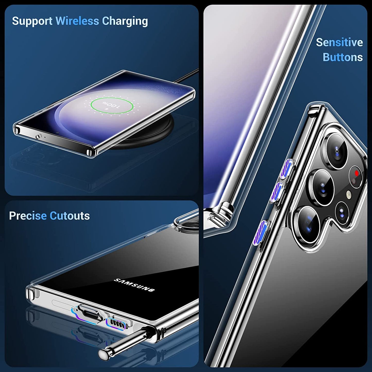 Samsung Galaxy S23 Ultra Transparent Case with Bump Camera Protection