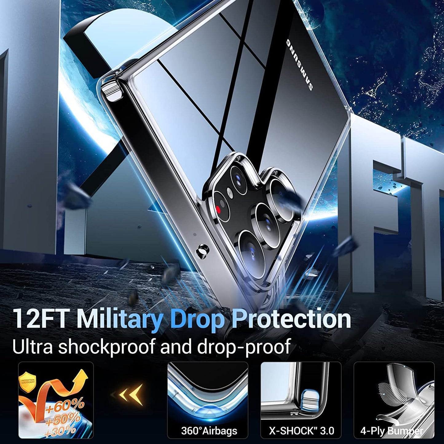 Samsung Galaxy S23 Ultra Transparent Case with Bump Camera Protection