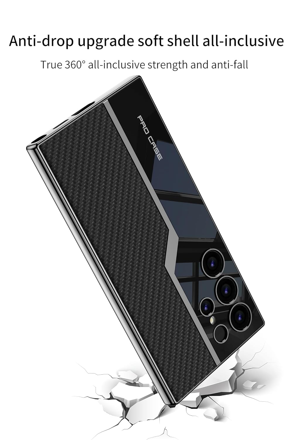 Samsung Galaxy S24 Ultra GKK Electroplated Lens Pro Case Half Leather Half Glass with Camera Protection