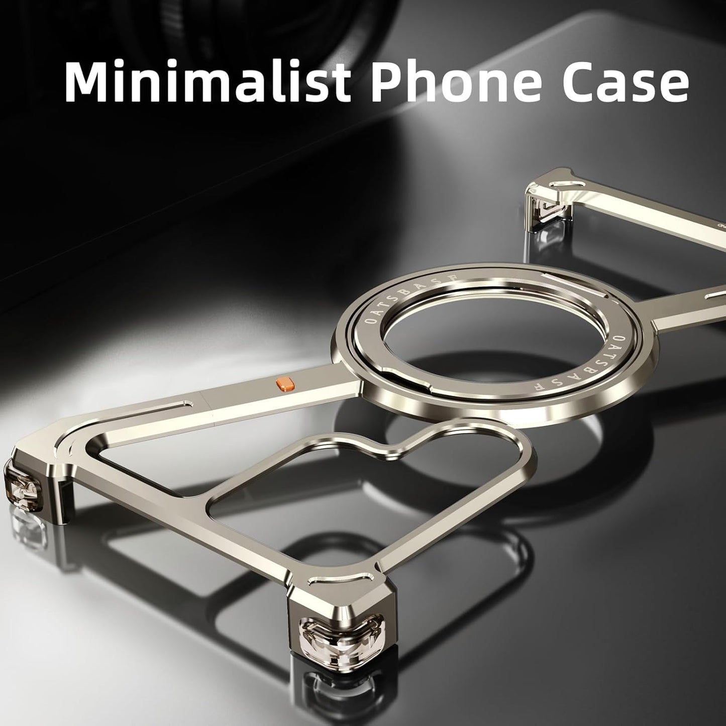 Samsung Galaxy S24 Ultra Z Shape 360° Rotation Kickstand Aluminum Metal Frameless Design Bumper Case - Titanium