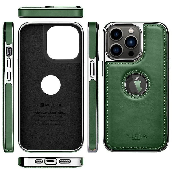 iPhone 15 Leather Case Original Luxurious Premium Quality leather Case- Green