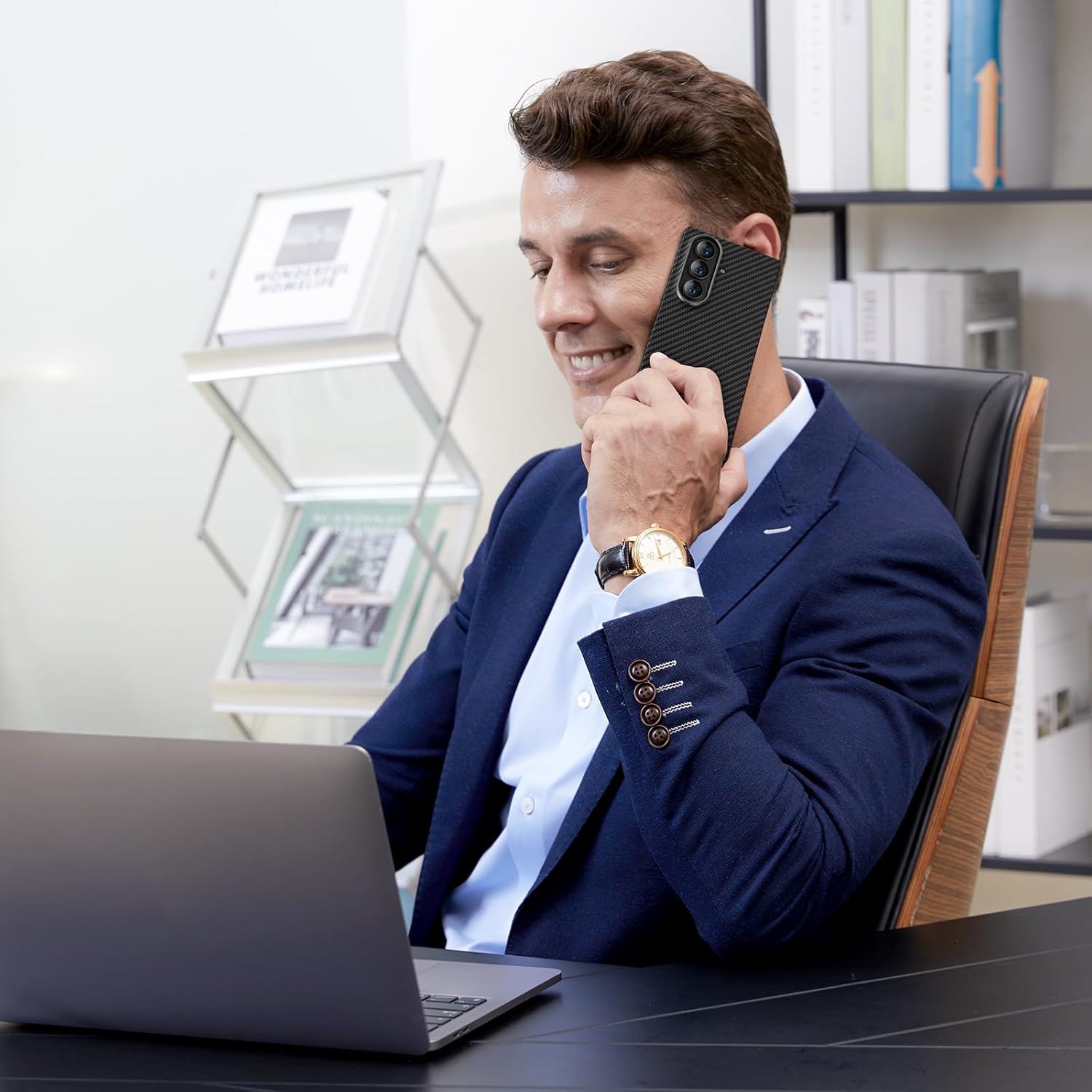 Samsung Galaxy Z Fold7 Carbon Case, 0.8mm Ultra Thin Carbon Fiber Kevlar 1500D Case with Magsafe & Front Glass