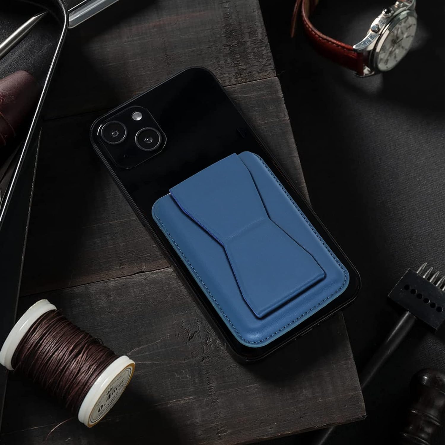 iPhone 14 Plus Faux Leather Wallet Magsafe With Stand - Blue / Green