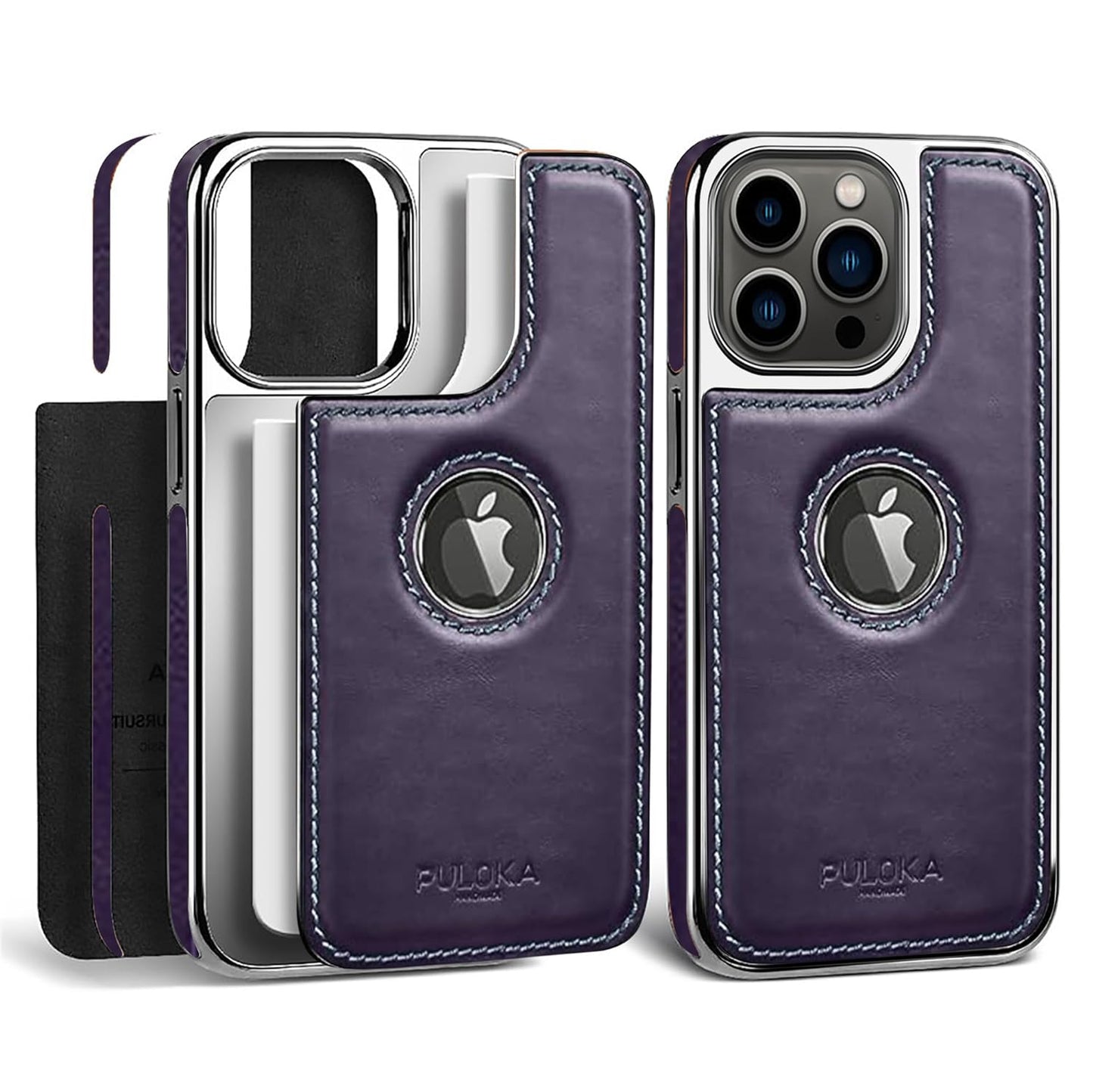 iPhone 15 Pro Leather Case Original Luxurious Premium Quality leather Case- Purple