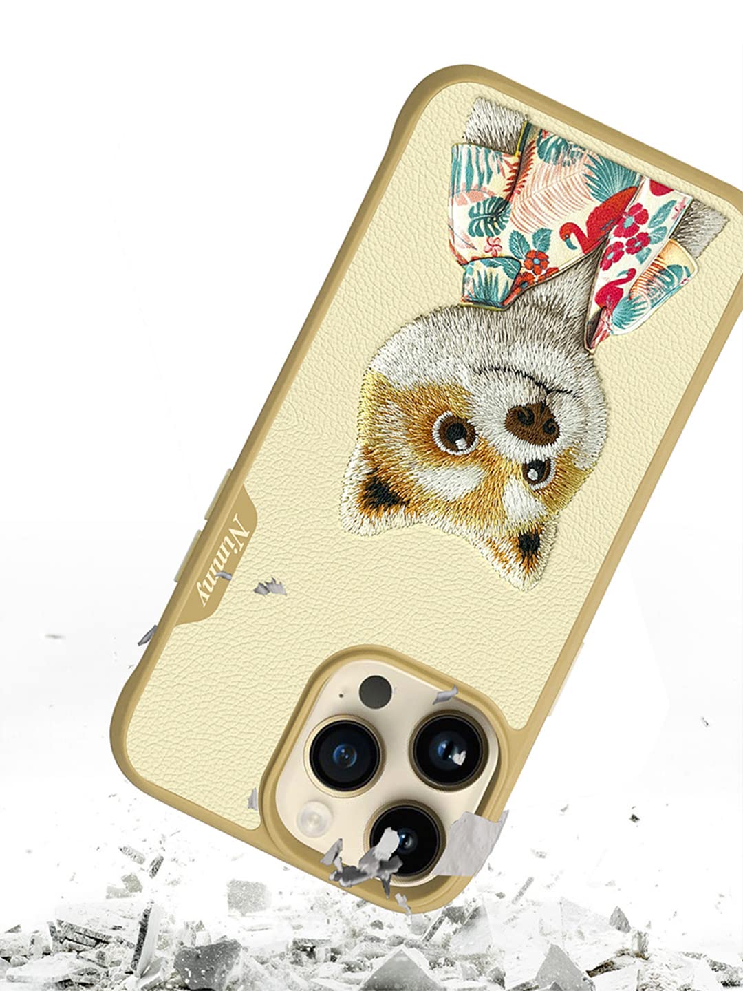 iPhone 15 Nimmy Seaside Dog Pet Series Leather Case